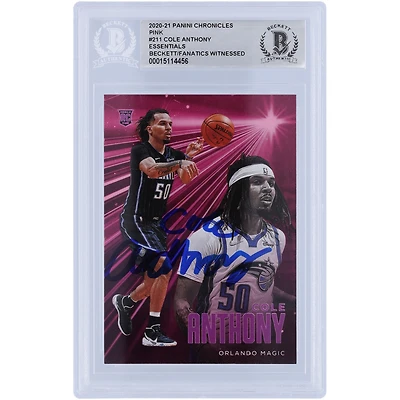 Cole Anthony Orlando Magic Autographed 2020-21 Panini Chronicles Essentials Pink Variation #211 Beckett Fanatics Witnessed Authenticated Rookie Card