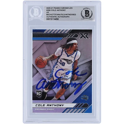 Carte de recrue authentifiée autographiée Cole Anthony Orlando Magic 2020-21 Panini Chronicles XR #280 Beckett Fanatics