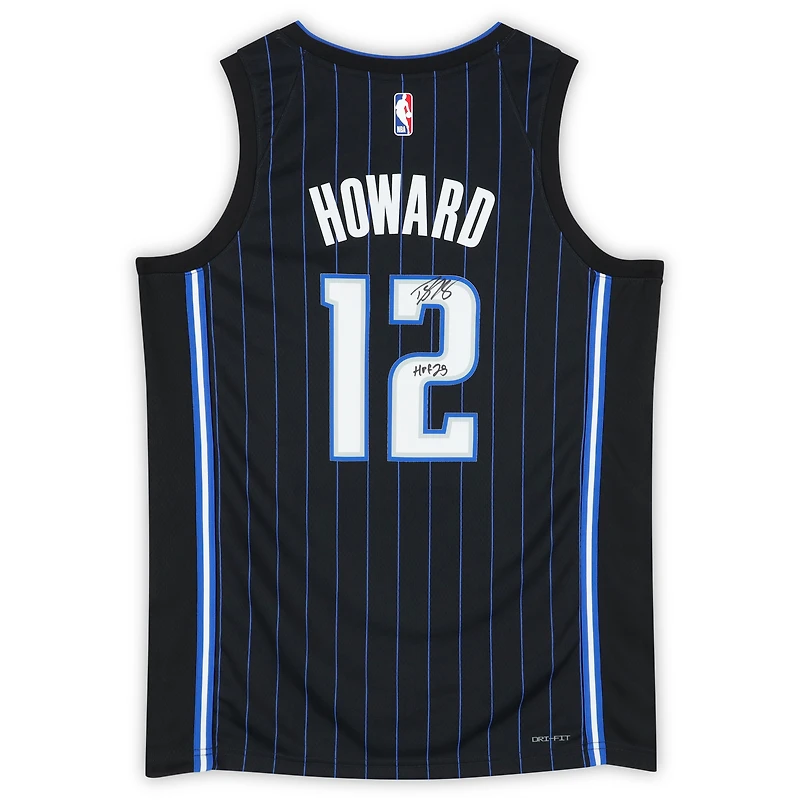 Maillot Nike Swingman noir dédicacé par Dwight Howard des Orlando Magic, édition Icon, avec inscription « HOF 25 »