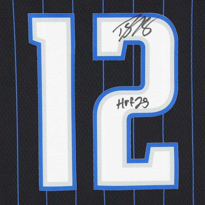 Maillot Nike Swingman noir dédicacé par Dwight Howard des Orlando Magic, édition Icon, avec inscription « HOF 25 »