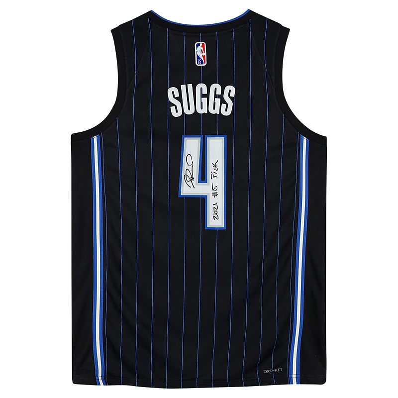 Maillot Nike Diamond Swingman 2021-22 autographié par Jalen Suggs des Orlando Magic avec l'inscription « 2021 #5 Pick »