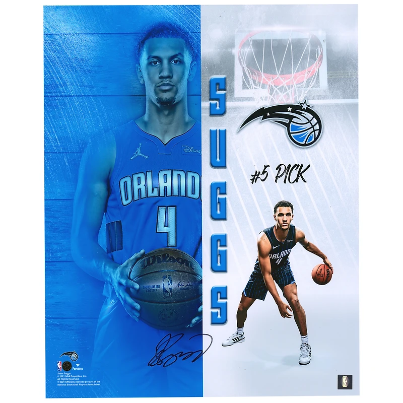 Photo de recrue autographiée de Jalen Suggs (Orlando Magic), format 40 x 50 cm.