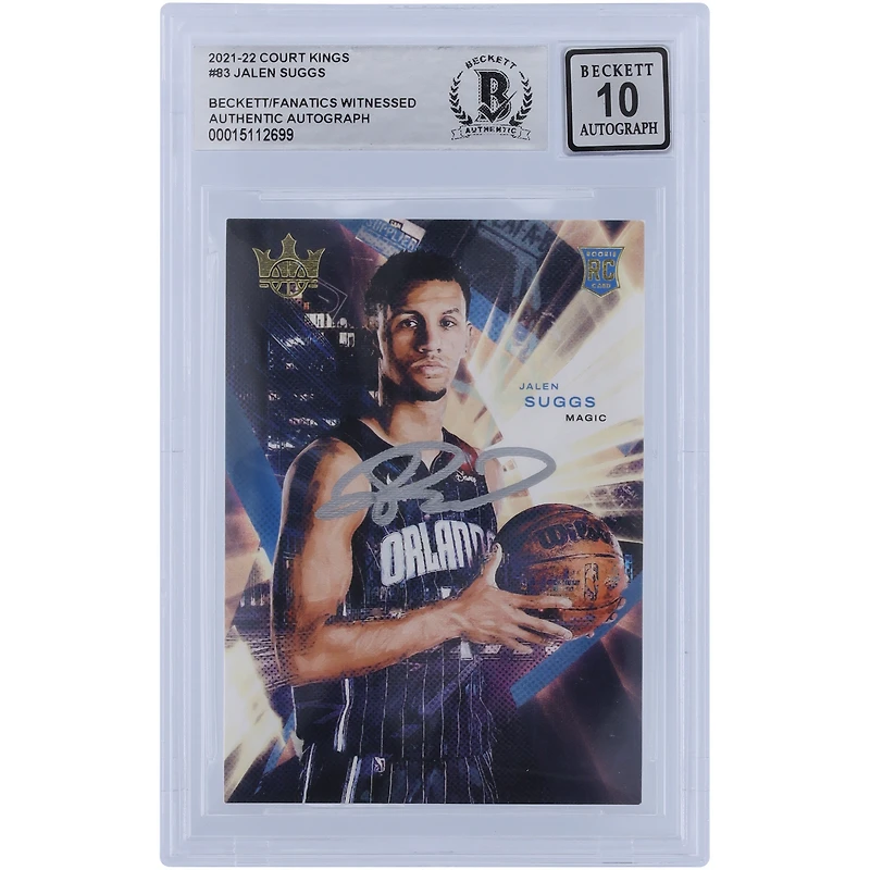 Jalen Suggs Orlando Magic Autographié 2021-22 Panini Court Kings #83 Beckett Fanatics Witnessed Authenticated 10 Rookie Card