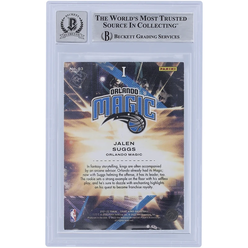 Jalen Suggs Orlando Magic Autographié 2021-22 Panini Court Kings #83 Beckett Fanatics Witnessed Authenticated 10 Rookie Card