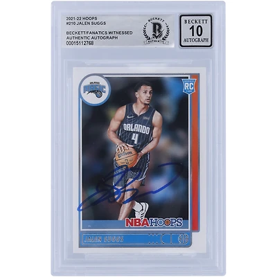 Jalen Suggs Orlando Magic Autographié 2021-22 Panini NBA Hoops #210 Beckett Fanatics Witnessed Authenticated 10 Rookie Card