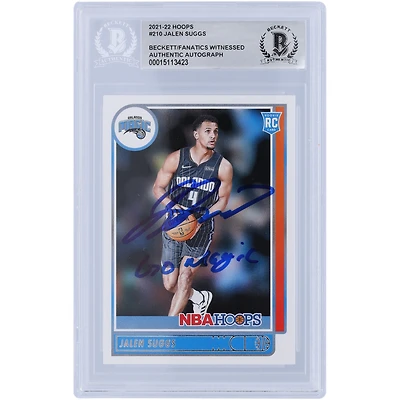 Jalen Suggs Orlando Magic Autographié 2021-22 Panini NBA Hoops #210 Beckett Fanatics A Été Témoin De La Carte Rookie Authentifiée Avec L'inscription "Go Magic"