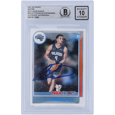 Jalen Suggs Orlando Magic Autographié 2021-22 Panini NBA Hoops Winter Variation #210 Beckett Fanatics Witnessed Authenticated 10 Rookie Card