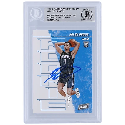 Jalen Suggs Orlando Magic Autographed 2021-22 Panini Player of the Day #55 Beckett Fanatics Witnessed Authenticated Rookie Card