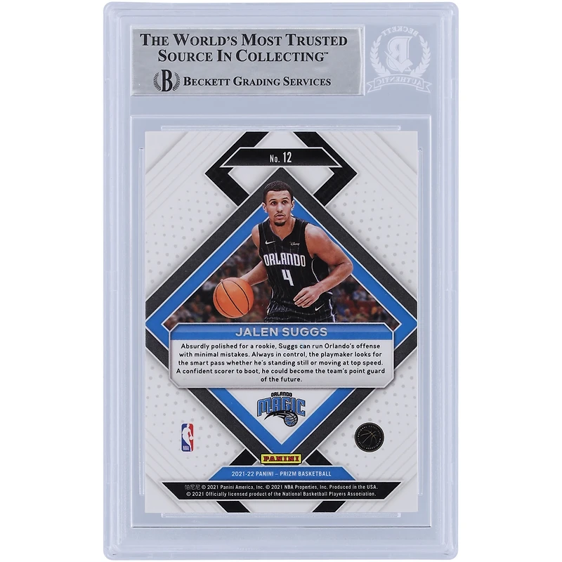 Jalen Suggs Orlando Magic Autographed 2021-22 Panini Prizm Emergent #12 Beckett Fanatics Witnessed Authenticated Rookie Card