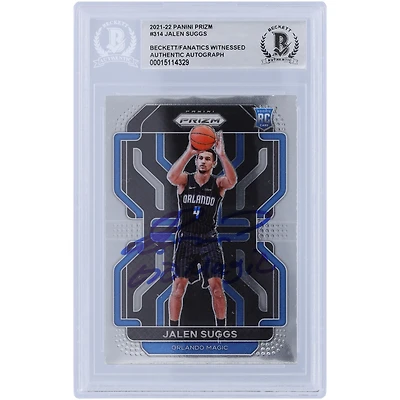 Jalen Suggs Orlando Magic Autographié 2021-22 Panini Prizm #314 Beckett Fanatics a été témoin d'une carte de recrue authentifiée avec l'inscription « Go Magic »
