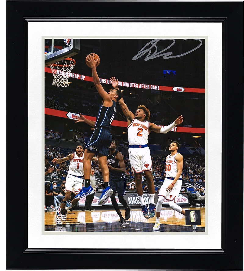Jalen Suggs Orlando Magic Autographed 8'' x 10'' Black Jersey Layup Photograph