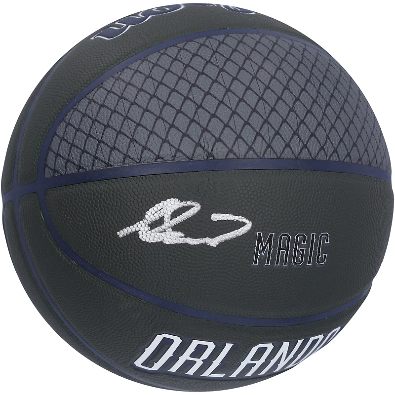 Ballon de basket-ball Wilson City Collector autographié par Jalen Suggs Orlando Magic noir édition 2022-2023
