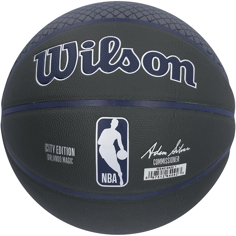 Ballon de basket-ball Wilson City Collector autographié par Jalen Suggs Orlando Magic noir édition 2022-2023