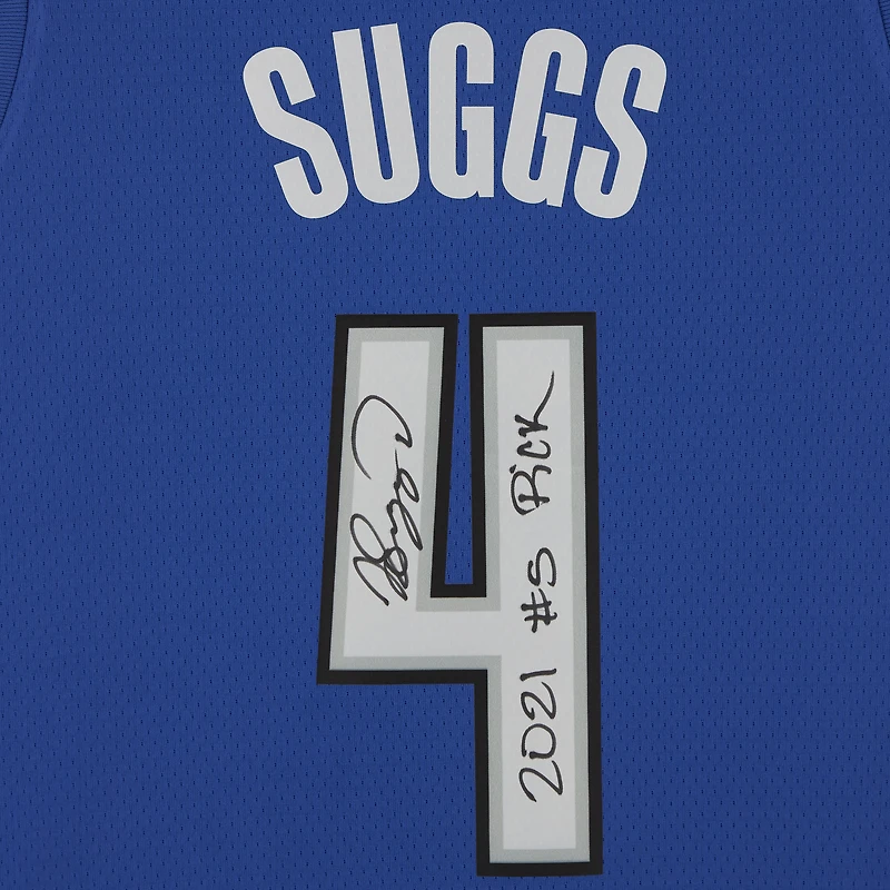 Maillot Jordan Brand bleu autographié par Jalen Suggs des Orlando Magic avec l'inscription « 2021 #5 Draft Pick »