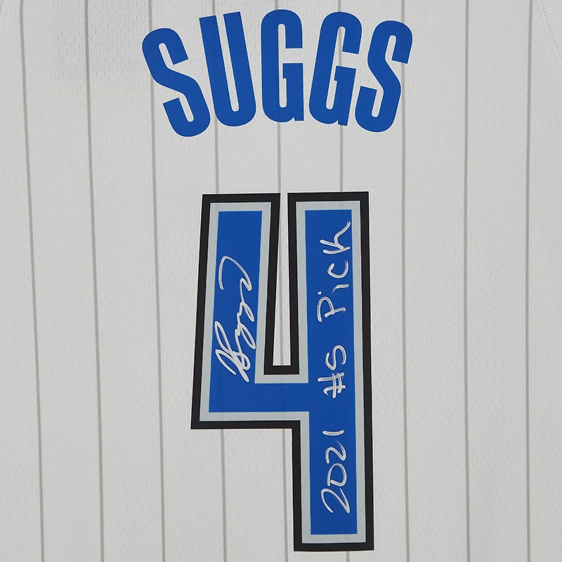 Maillot Nike Swingman blanc autographié par Jalen Suggs des Orlando Magic avec l'inscription « 2021 #5 Draft Pick »