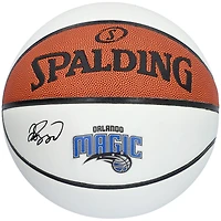 Ballon de basket-ball blanc Spalding autographié par Jalen Suggs des Orlando Magic