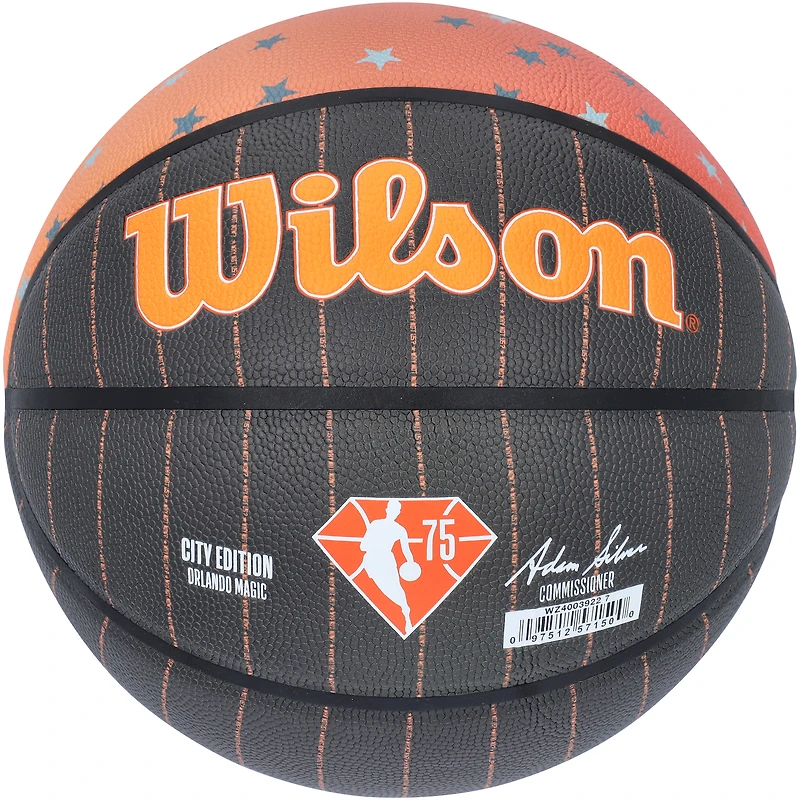 Ballon de basket-ball de collection Wilson City Edition autographié par Jalen Suggs Orlando Magic avec inscription « 2021 #5 Pick »