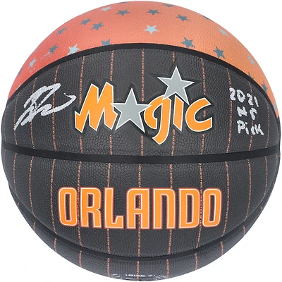 Ballon de basket-ball de collection Wilson City Edition autographié par Jalen Suggs Orlando Magic avec inscription « 2021 #5 Pick »