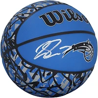 Ballon de basket Wilson Graffiti bleu/noir autographié par Jalen Suggs (Orlando Magic)