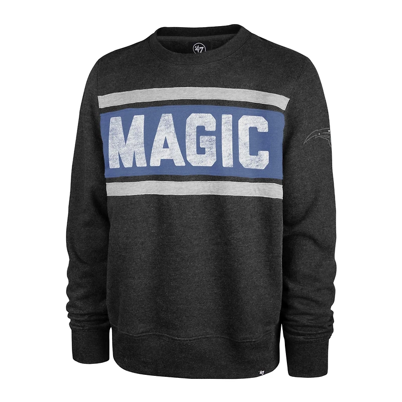 Men's '47 Heather Black Orlando Magic Tribeca Emerson Pullover Sweatshirt