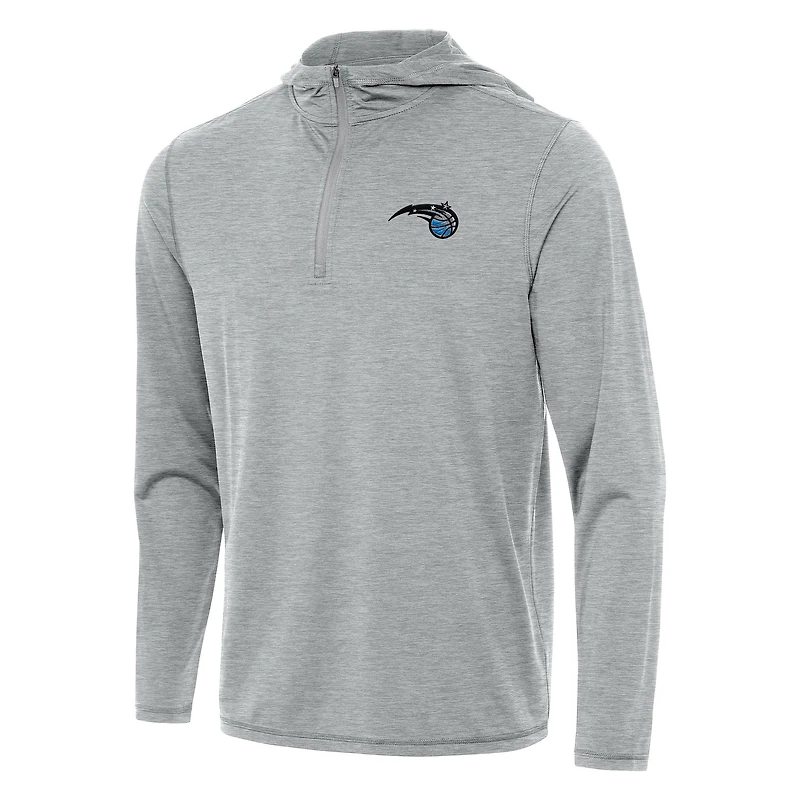 Men's Antigua Heather Gray Orlando Magic Tidy Quarter-Zip Hoodie