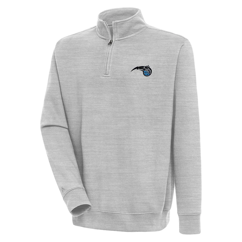 Men's Antigua  Heather Gray Orlando Magic Victory Quarter-Zip Pullover Top