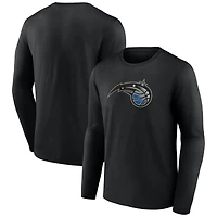 T-shirt à manches longues noir pour homme avec logo principal Orlando Magic