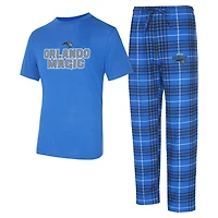 Ensemble de nuit pour homme Concepts Sport bleu/noir Orlando Magic Vector haut et pantalon en flanelle