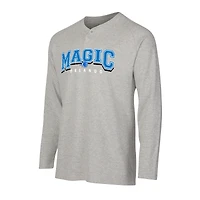 T-shirt Henley à manches longues en tricot thermique Hawthorn pour homme Concepts Sport, gris, Orlando Magic