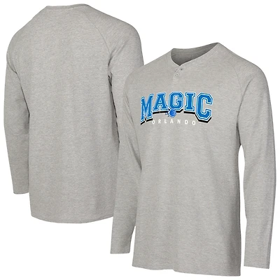T-shirt Henley à manches longues en tricot thermique Hawthorn pour homme Concepts Sport, gris, Orlando Magic