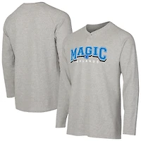 T-shirt Henley à manches longues en tricot thermique Hawthorn pour homme Concepts Sport, gris, Orlando Magic