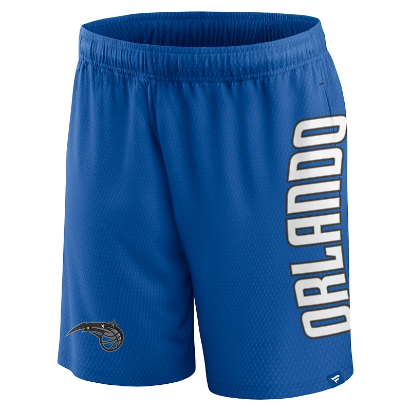 Short en maille Orlando Magic Post Up Fanatics bleu pour hommes
