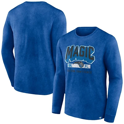 T-shirt à manches longues Fanatics Heather Royal Orlando Magic Front Court Press Snow Wash pour hommes