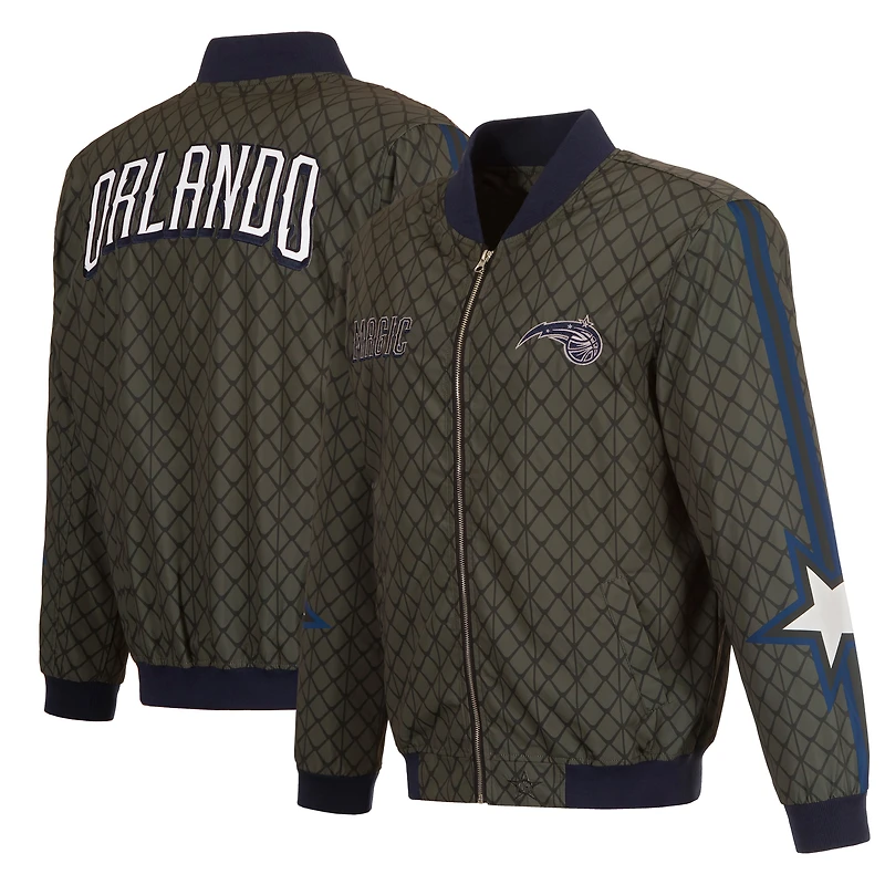 Blouson aviateur en nylon zippé intégral JH Design anthracite Orlando Magic 2022/23 City Edition pour homme