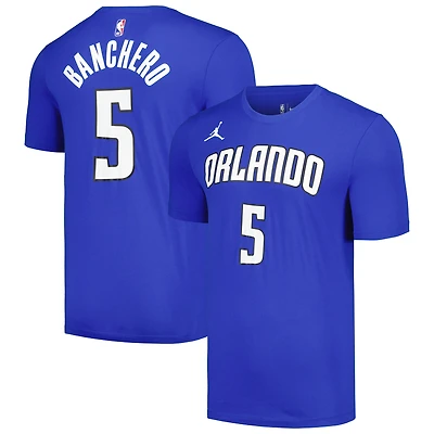 T-shirt Jordan Brand Paolo Banchero pour homme, bleu, Orlando Magic 2022/23 Statement Edition, nom et numéro