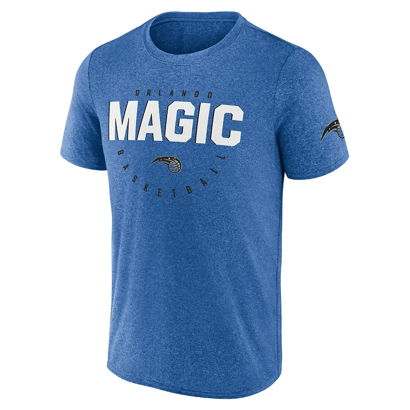 Men's Logo Athletic Heather Blue Orlando Magic Block Practice Performance T-Shirt