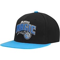 Casquette Snapback Mitchell & Ness noir/Royal Orlando Magic Side Core 2.0 pour hommes