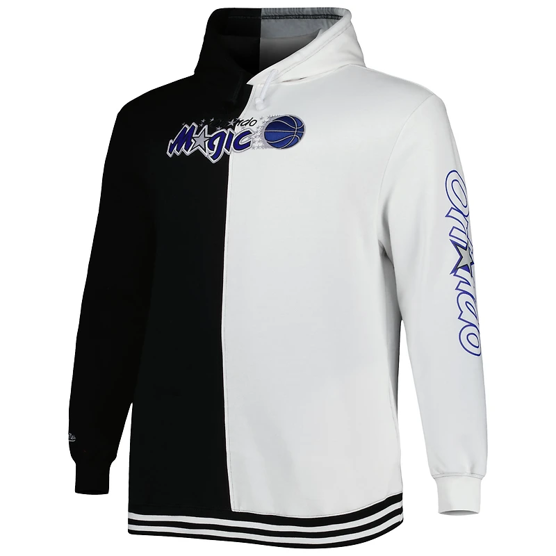 Men's Mitchell & Ness Black/White Orlando Magic Big Tall Hardwood Classics Split Pullover Hoodie