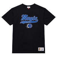 Men's Mitchell & Ness Black Orlando Magic Hardwood Classics Felt Applique Slub T-Shirt