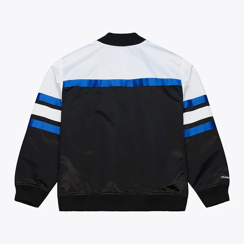 Veste Mitchell & Ness Hardwood Classics Head Coach noire pour homme, en satin léger à boutons-pression, modèle Orlando Magic Classics.