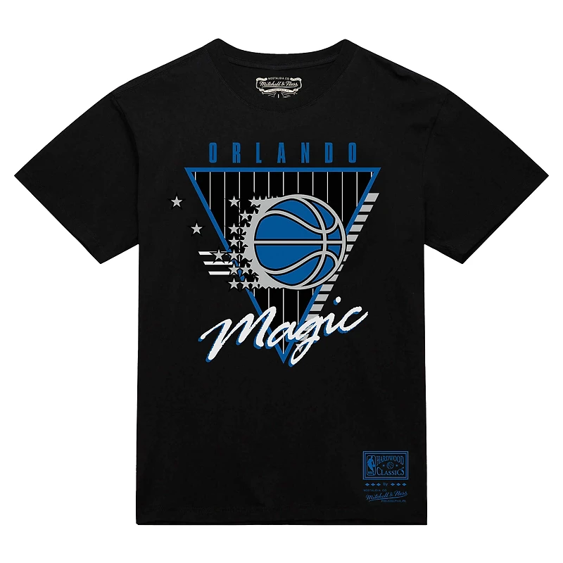 T-shirt noir à trois logos pour homme Mitchell & Ness Orlando Magic Worldwide Collection