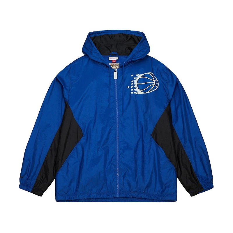 Men's Mitchell & Ness Blue Orlando Magic Playmaker Full-Zip Hooded Windbreaker Jacket