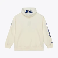Men's Mitchell & Ness Cream Orlando Magic Hardwood Classics Chainstitch Premium Fleece Hoodie