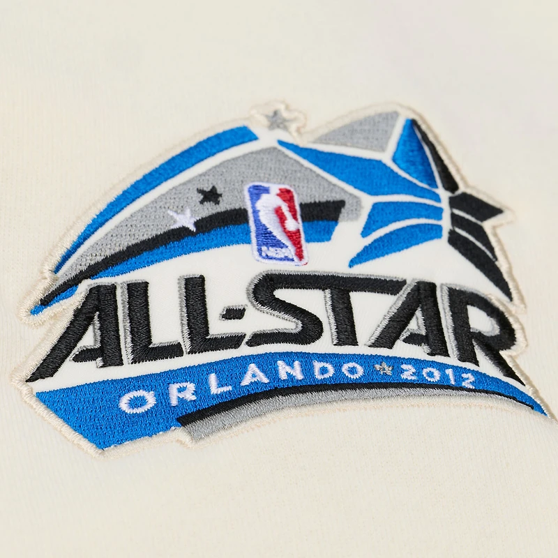 Men's Mitchell & Ness Cream Orlando Magic Hardwood Classics Chainstitch Premium Fleece Hoodie