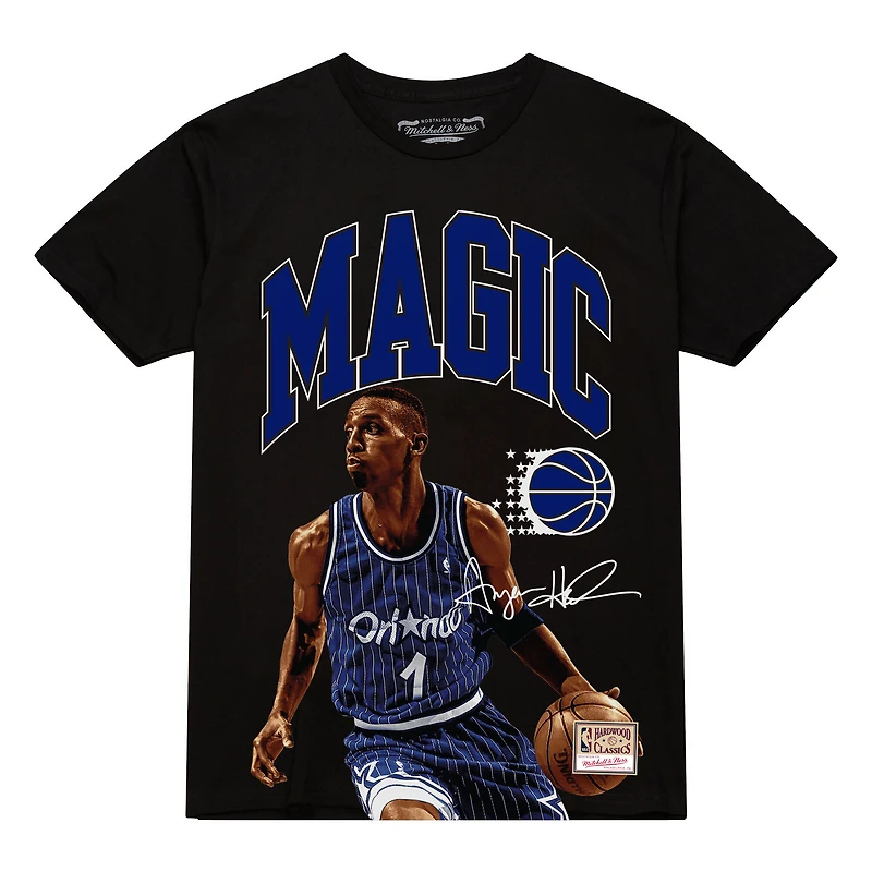 Men's Mitchell & Ness Penny Hardaway Black Orlando Magic Hardwood Classics Player Arch T-Shirt