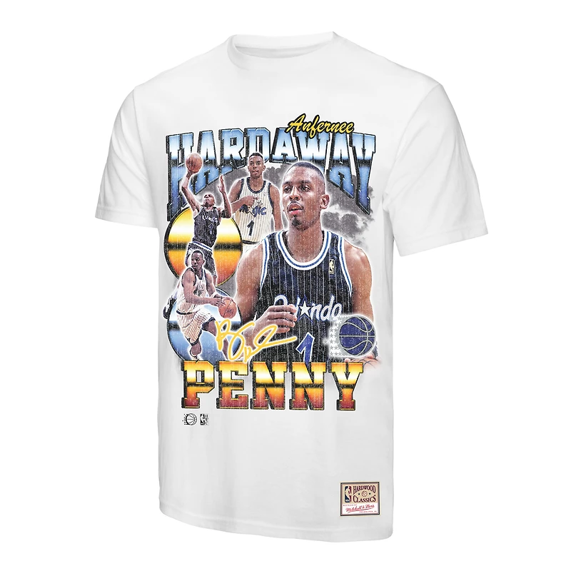 T-shirt commémoratif Mitchell & Ness Penny Hardaway pour homme, blanc, Orlando Magic Hardwood Classics, motif joueur