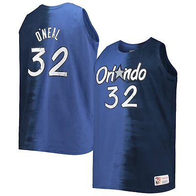 Men's Mitchell & Ness Shaquille O'Neal Blue/Navy Orlando Magic Big Tall Profile Tie-Dye Player Tank Top