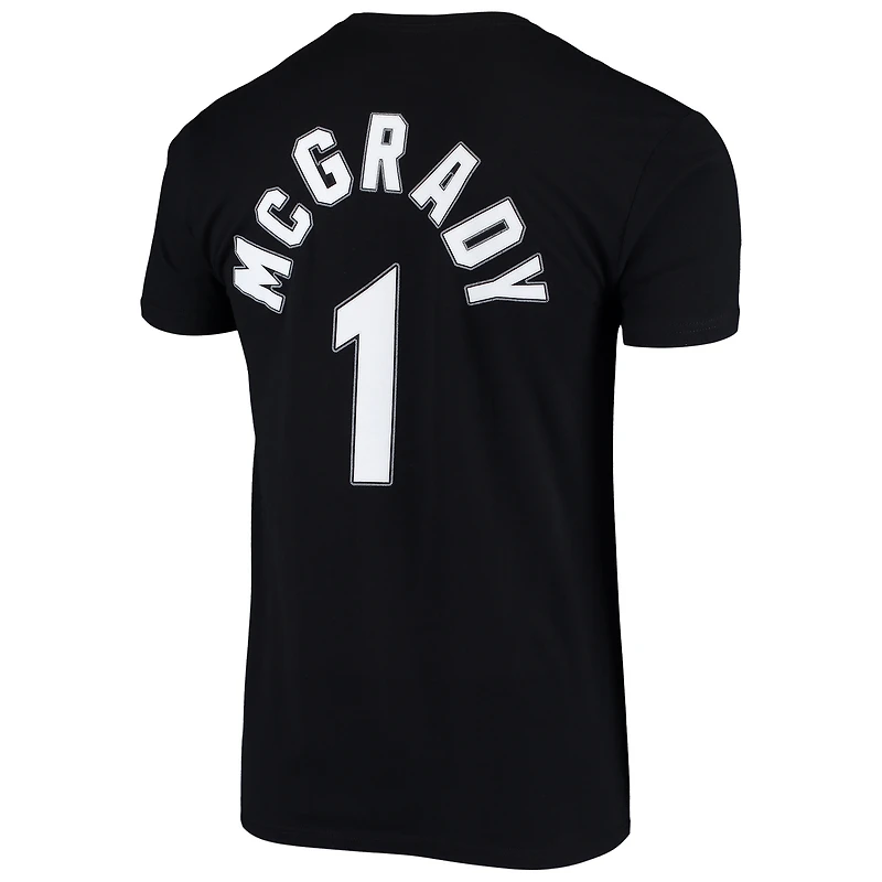 Men's Mitchell & Ness Tracy McGrady Black Orlando Magic Hardwood Classics Stitch Name Number T-Shirt