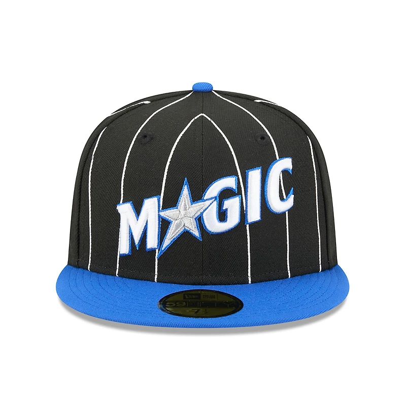 Casquette ajustée New Era noire/bleue Orlando Magic Jersey Hook Statement Edition 59FIFTY pour homme
