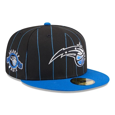 Casquette ajustée bicolore 59FIFTY Orlando Magic Pinstripe New Era pour hommes, noir/bleu